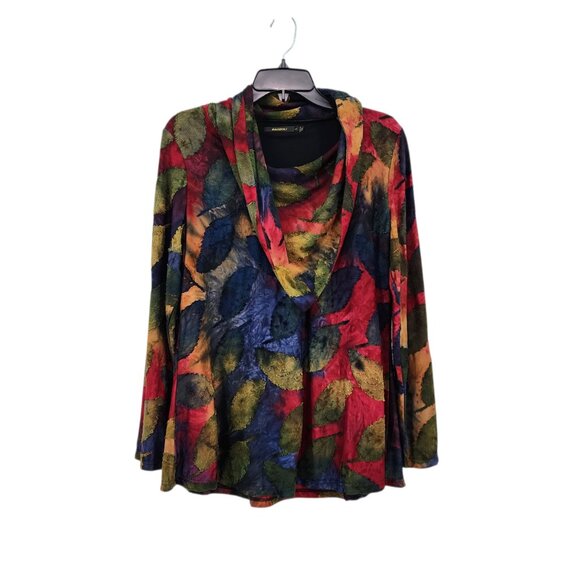 Radzoli Women's Cowl Neck Multicolored Patchwork  Long Sleeve Blouse - S - Picture 1 of 8